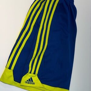 Adidas Kid's Athletic Shorts in Blue and Neon Yellow